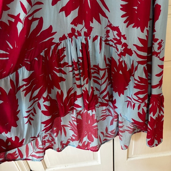 Abel the Label Floral Printed Smocked Waist High Low Midi Maxi Dress Size Medium - Picture 5 of 15